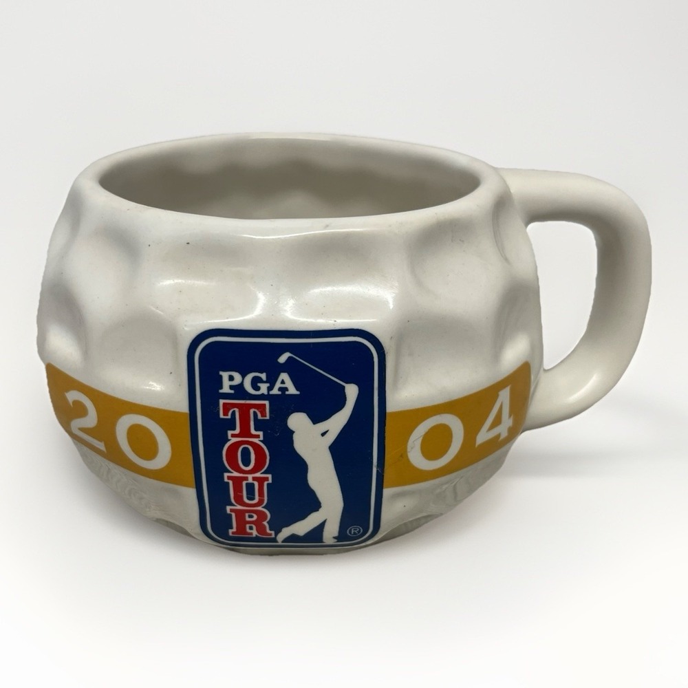 Vintage PGA Golf Tour 2004 Coffee Mug Collectible Golf‎ Ball Shaped 12oz Cup